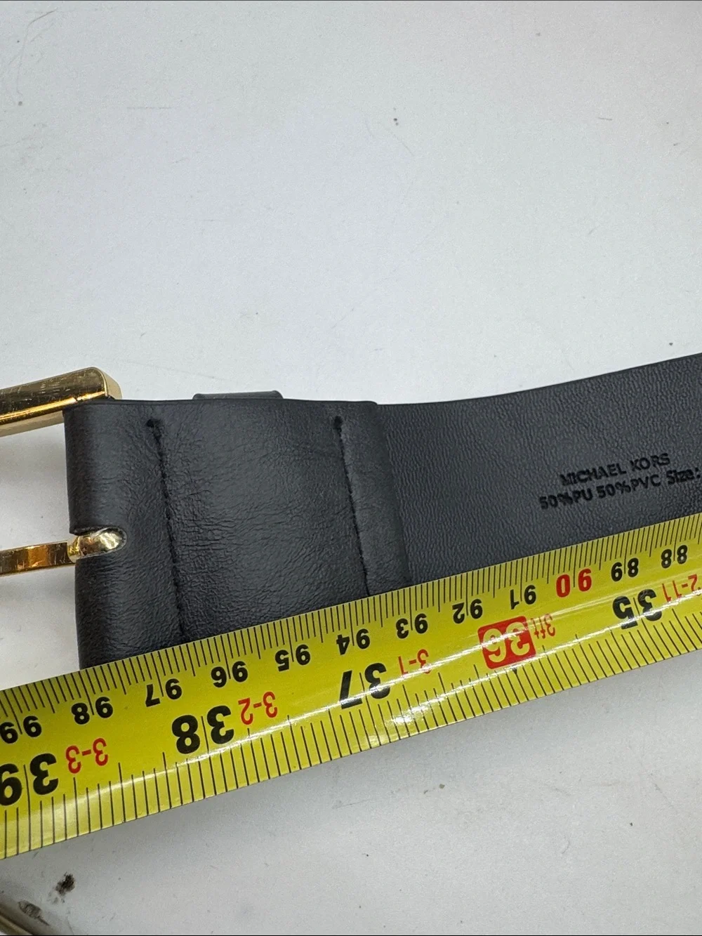 Michael Kors Classic Black Leather Belt with Gold Buckle Size L